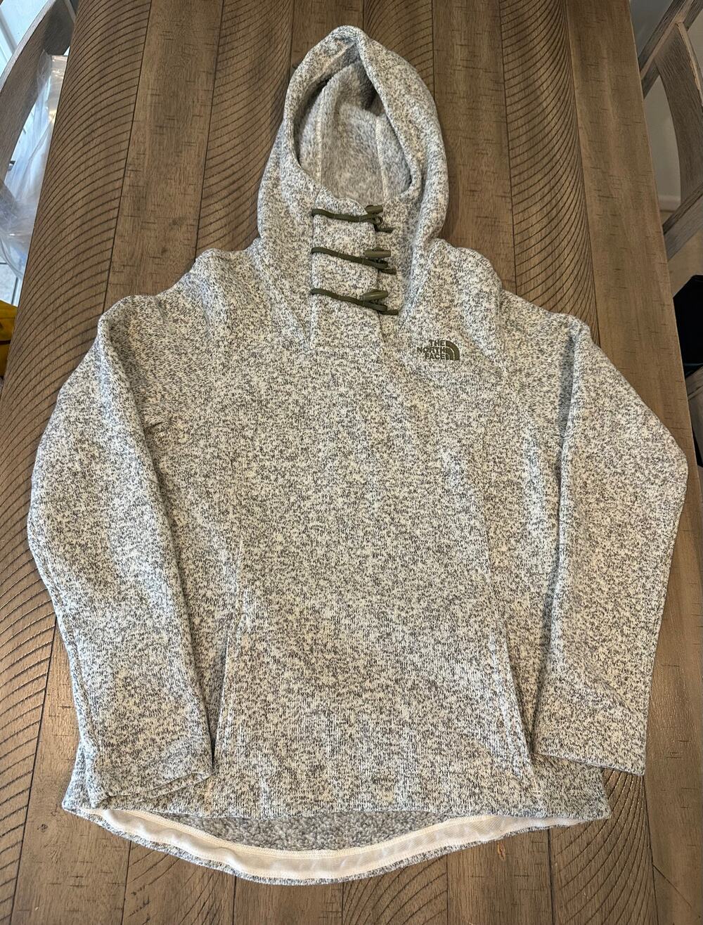 The North Face Womens Small Gray Speckled Fleece Hoodie Pullover